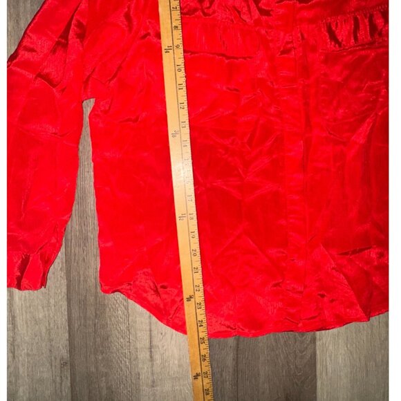 Karen Scott Red Button-Up Long Sleeve Shirt Womens Size 18 Shiny Polyester Vinta - Picture 5 of 6